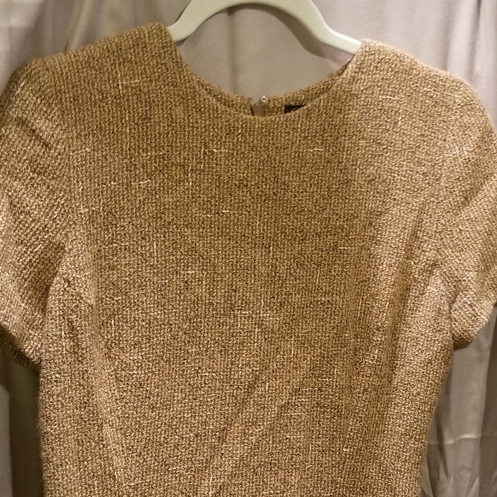 Noriko Maeda Beige/Tan wool Sheath dress SZ 8